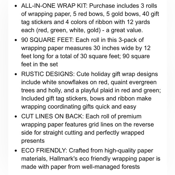 Hallmark Rustic Red&Green Christmas Wrapping Paper Set-Paper, Ribbon, bows&tags - Picture 8 of 9